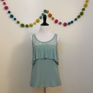 🆕F21 Pastel Green Ruffle and Lace Detail Blouse